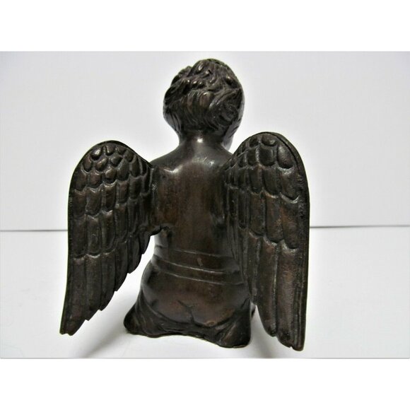 Vintage Bronze Cherub Angel Incense cone burner Candle holder Figurine - Picture 3 of 11
